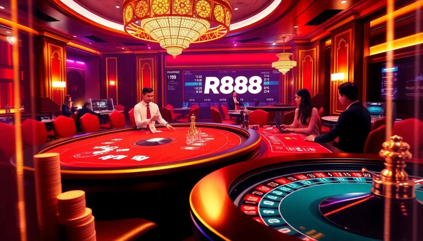 Experience high-stakes gaming at RR88 casino with vibrant tables and professional dealers.