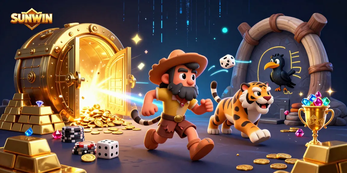 SUNWIN players enjoying vibrant slots and casino adventures in a lively 3D scene.