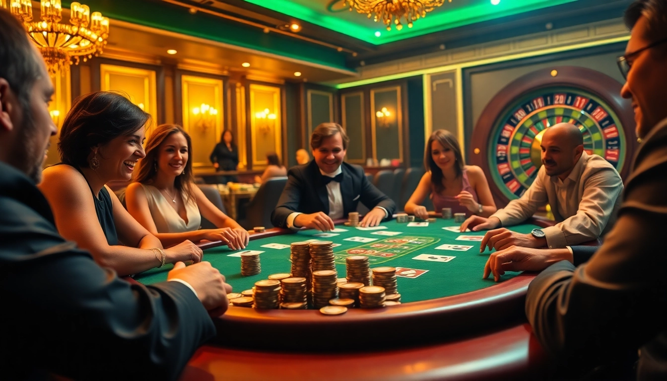 Poker players winning at a casino table with 788t theme, showcasing colorful chips and cards.