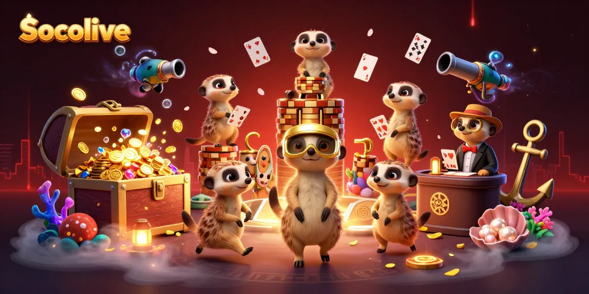 Socolive brings immersive gaming with colorful meerkat casino action and lively elements in a vibrant 3D scene.