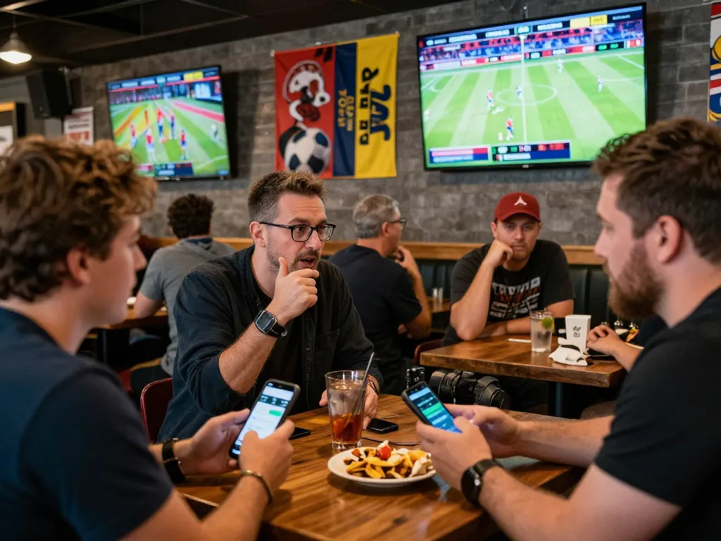 Engaging sports betting atmosphere showing enthusiasts analyzing kèo nhà cái while enjoying live games