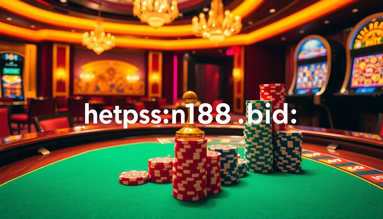 Experience the thrill of excitement at N188 with vibrant casino visuals showcasing roulette and poker gameplay.