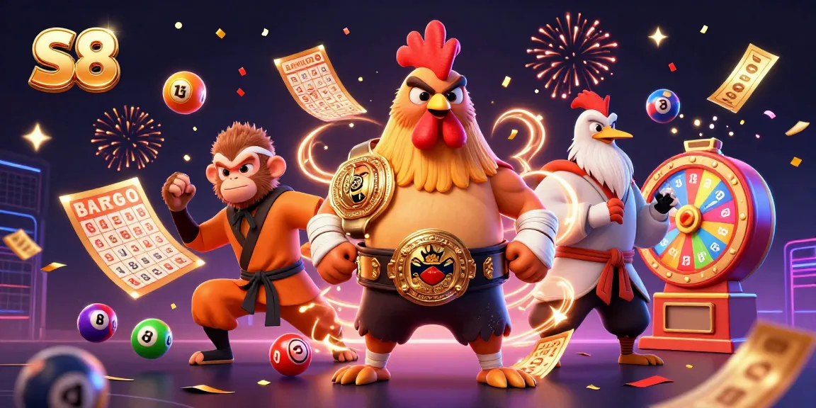 S8 casino gameplay illustration featuring vibrant graphics and engaging characters celebrating lucky lottery wins
