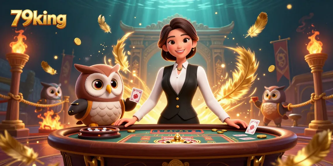 Experience excitement at 79king with elegant dealers and dynamic gaming elements in a vibrant casino atmosphere.