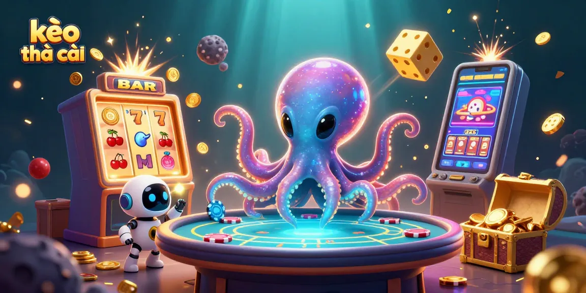 Experience gaming excitement with kèo nhà cái through alien octopus and vibrant casino symbols.