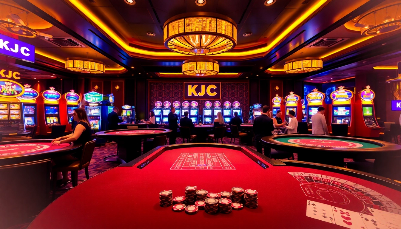 KJC patrons enjoying exciting casino games with vibrant atmosphere and luxurious decor.