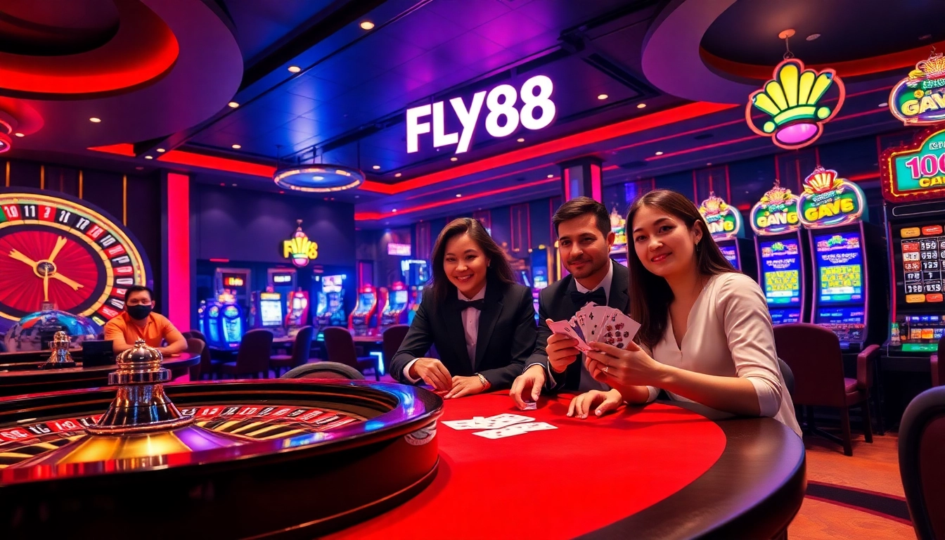 Experience high-stakes excitement at FLY88's vibrant casino with roulette and poker.