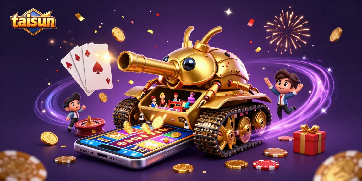 Experience the thrilling gameplay of taisun, featuring a vibrant 3D casino environment with dynamic slot games and festive elements.