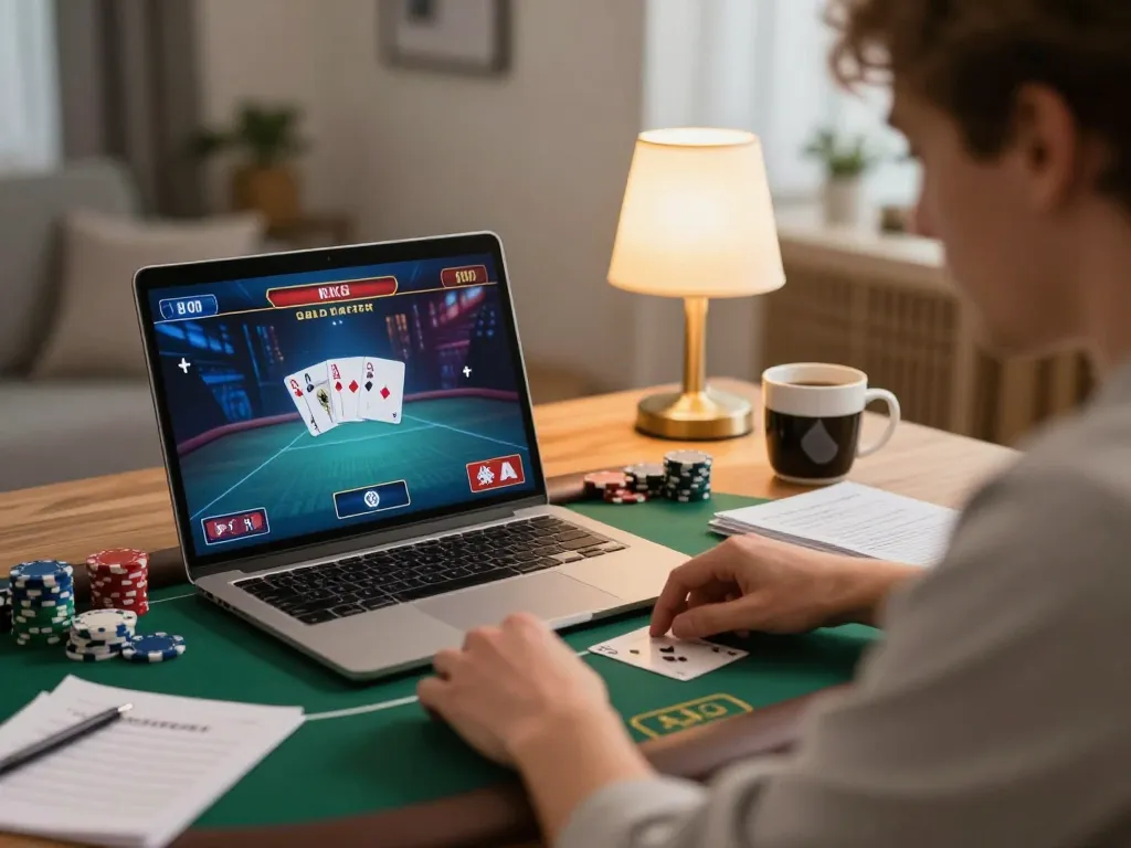 Engaged player enjoying Bongdalu online poker game while managing bankroll responsibilities.