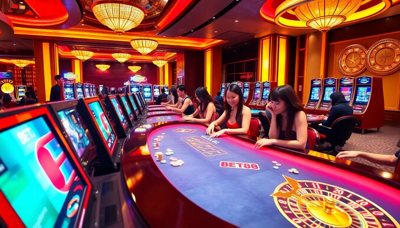 Experience the thrill of BET88 with players enjoying a high-stakes casino atmosphere.