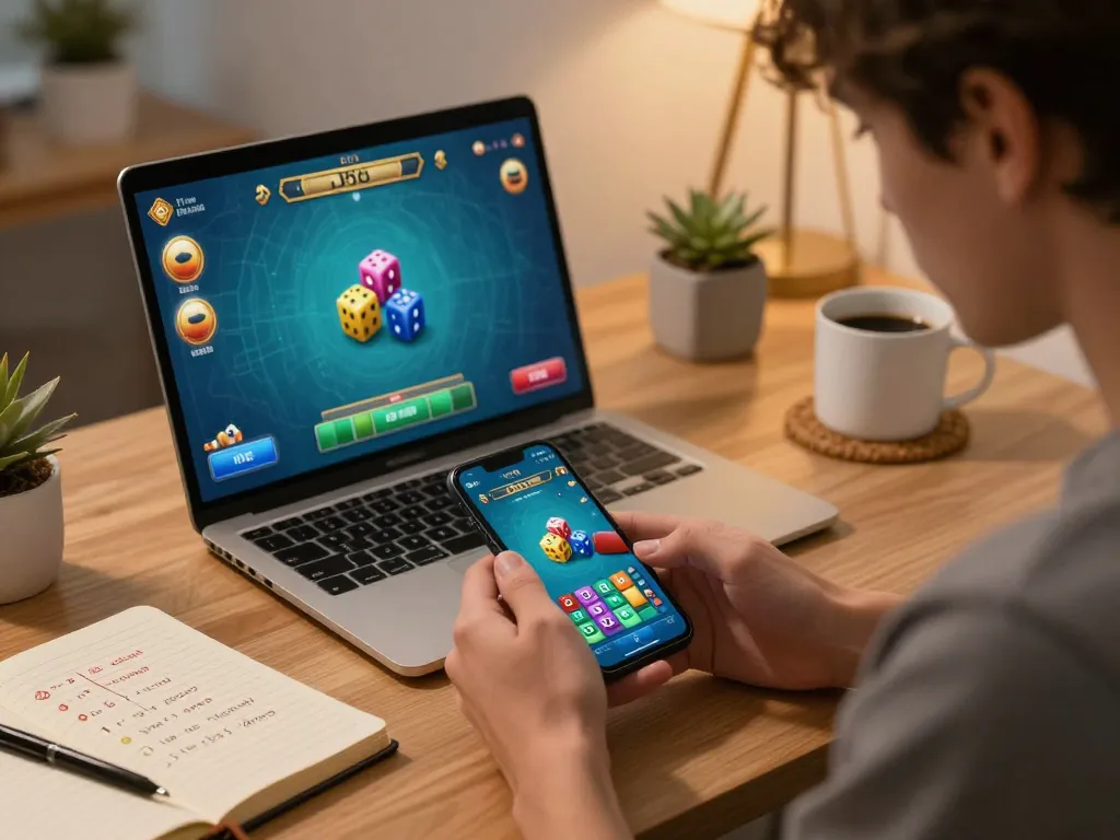 Tài Xỉu MD5 gameplay with a player engaged on a mobile app, emphasizing strategic betting.