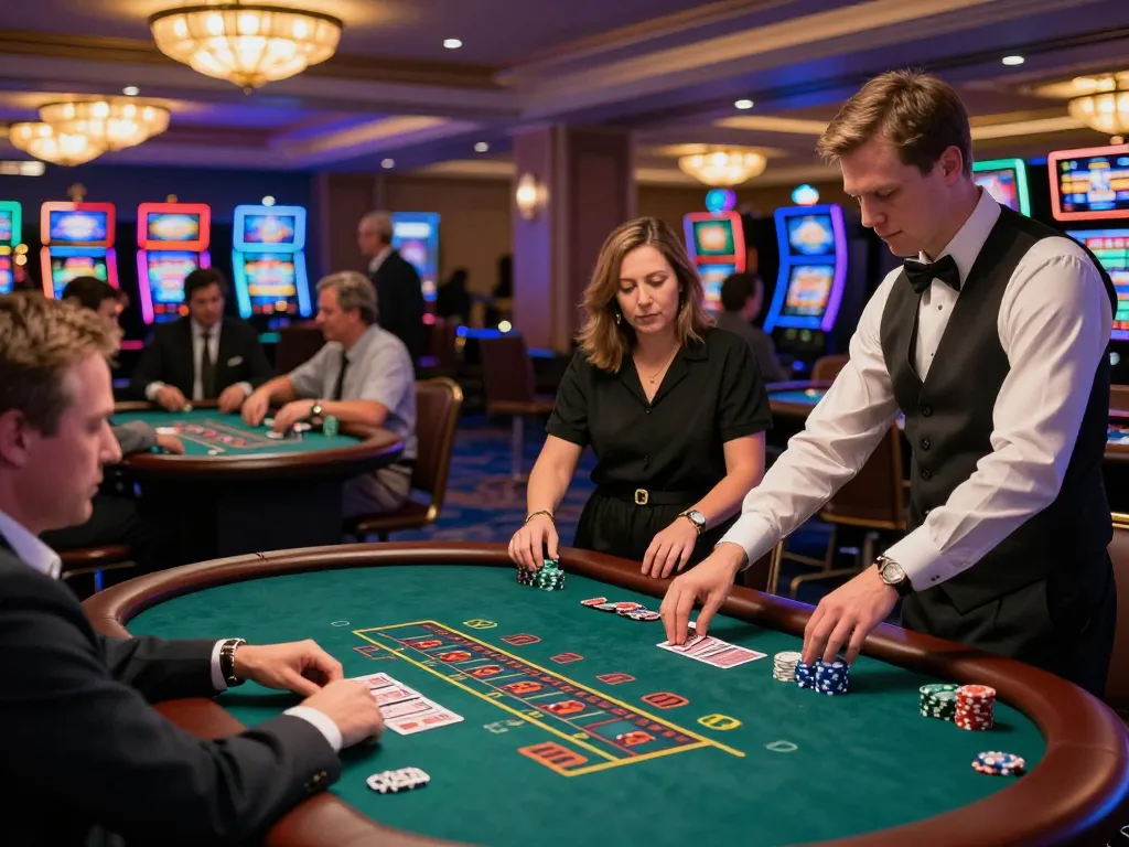 Experience the excitement at VUA88 with players engaging in dynamic blackjack gameplay in a vibrant casino atmosphere