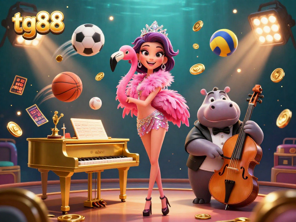 Experience tg88's vibrant casino atmosphere with lively characters and enticing game elements.