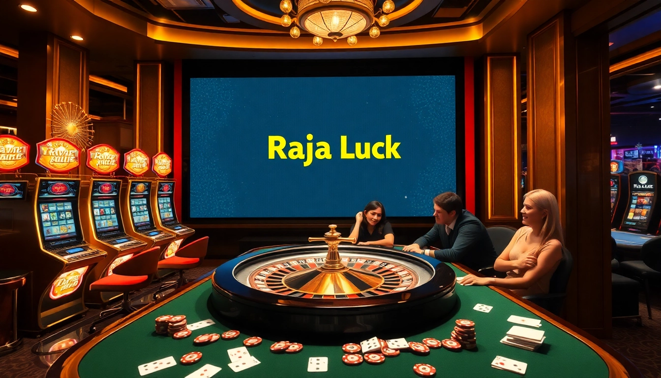 Engaged players enjoy the excitement of Raja Luck in a luxurious casino setting.