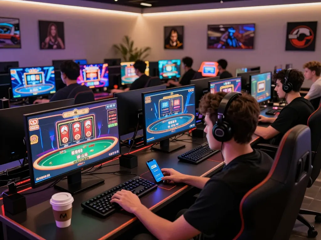 Engaging in CM88 online poker gameplay on multiple screens for casino entertainment.