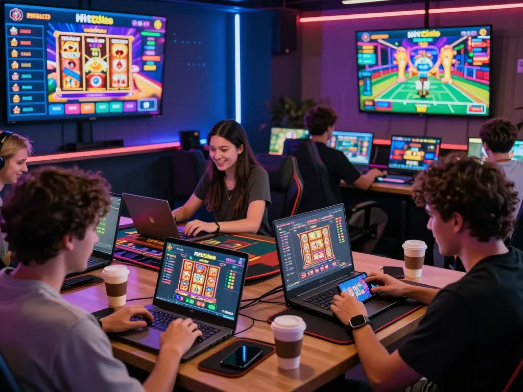 Hitclub players enjoying engaging online games with vibrant interfaces and energetic atmosphere.