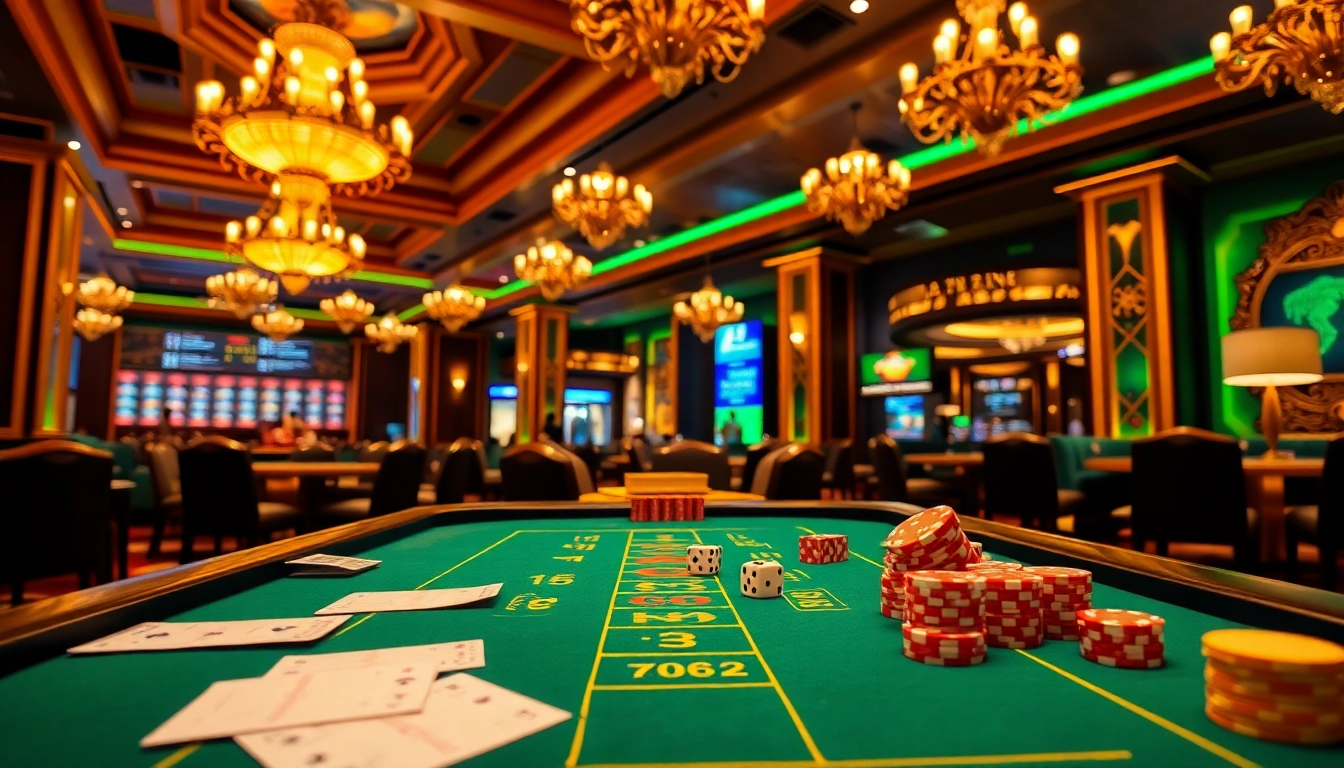 Experience xóc đĩa excitement at a vibrant casino table with colorful chips and betting slips.