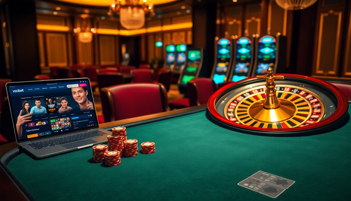 Vaobet offers thrilling casino experiences at a luxurious poker table with vibrant chips.