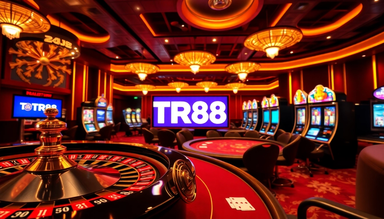 Engaging in a thrilling casino experience at TR88 with roulette and poker games.