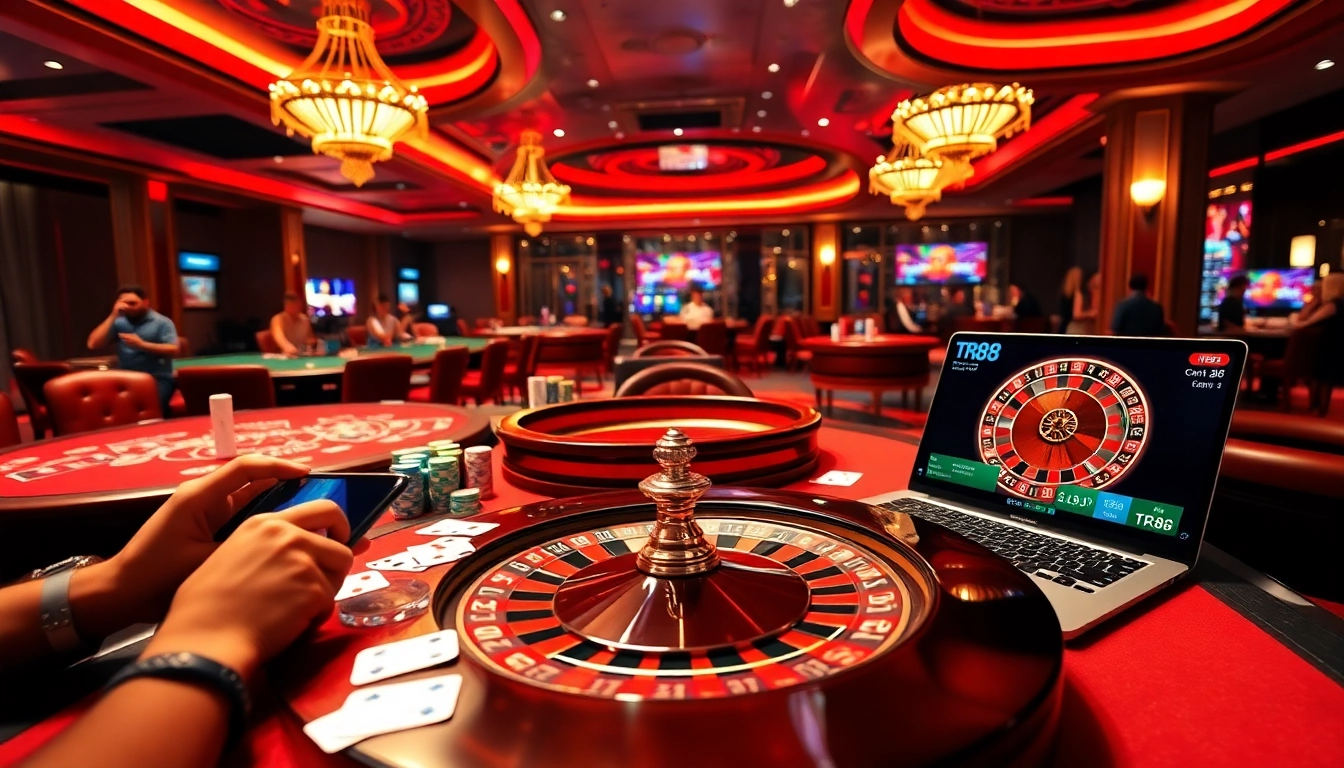Engaging casino action featuring TR88 gaming setup with vibrant tables and players.