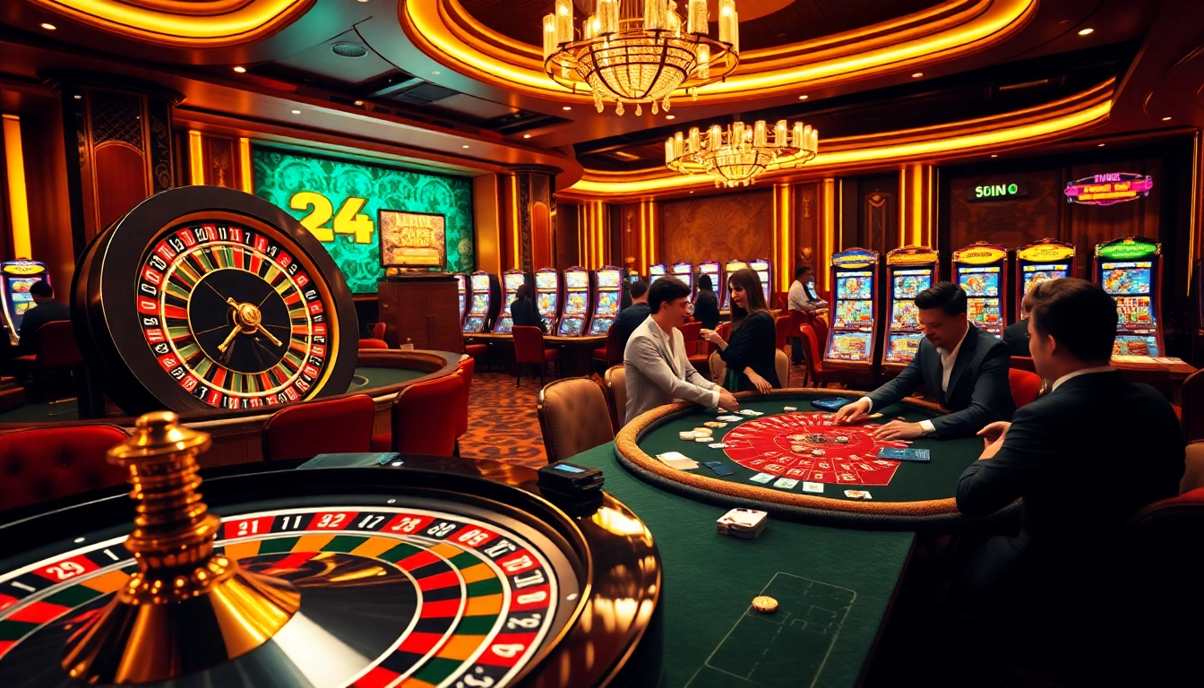Experience the thrill of LuckyWin with vibrant casino games and stylish gamblers.