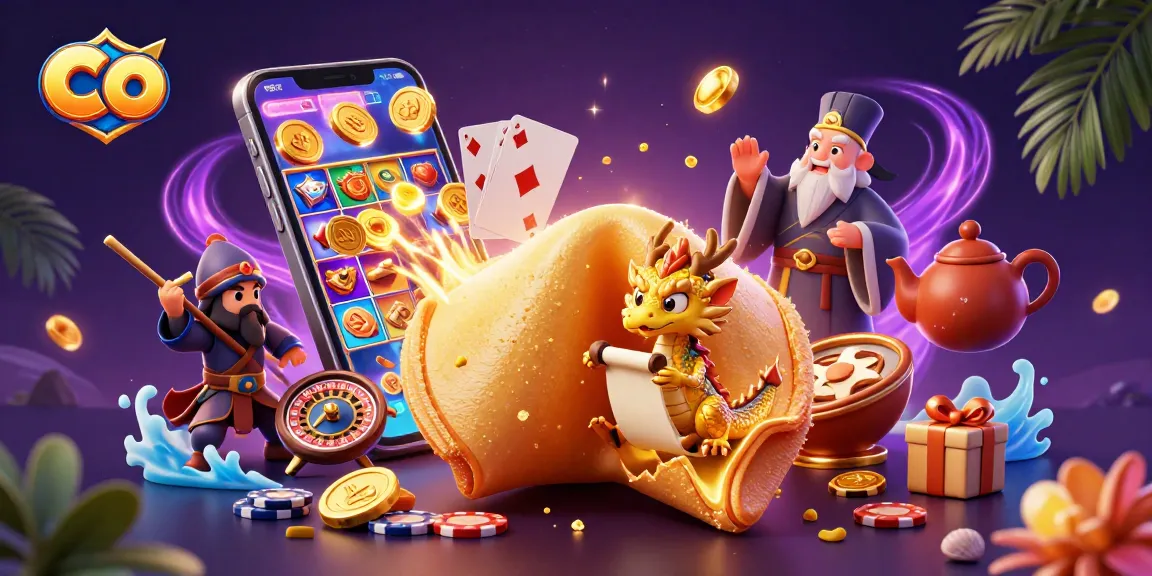 Co enhances gameplay as a wise dragon guards golden fortune cookies amidst vibrant casino elements.