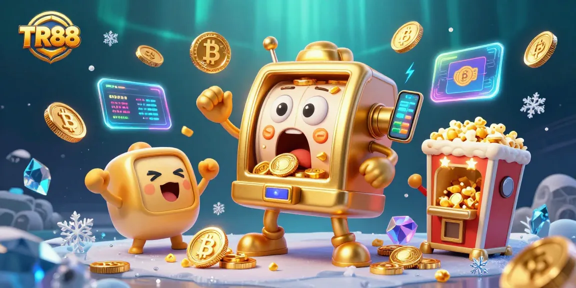 Win big with TR88 as the cheerful slot machine hits a jackpot showering coins!