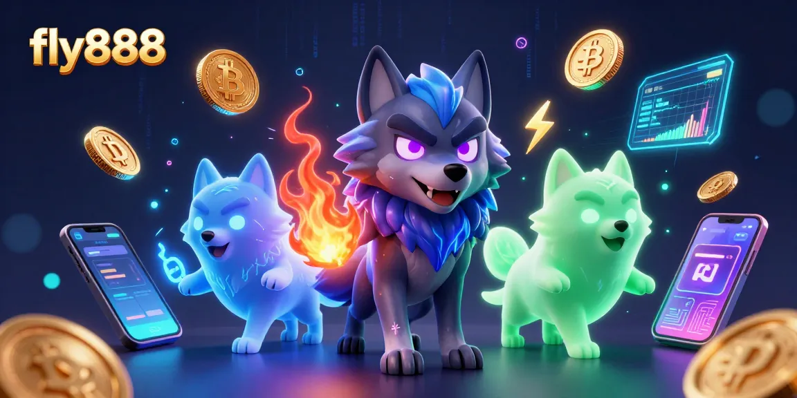 Fly888 players strategizing their next moves amidst glowing crypto elements and gaming excitement