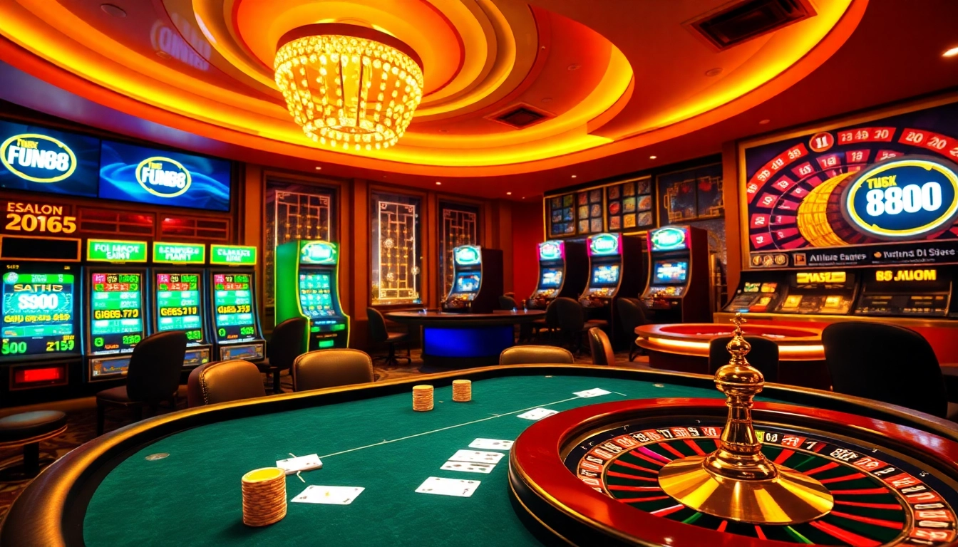 Engage in thrilling gambling action at Fun88's luxurious online casino with vibrant games and exciting betting opportunities.