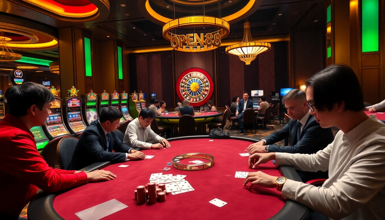 Experience the thrill at OPEN88 with high-stakes poker and vibrant slot machines.