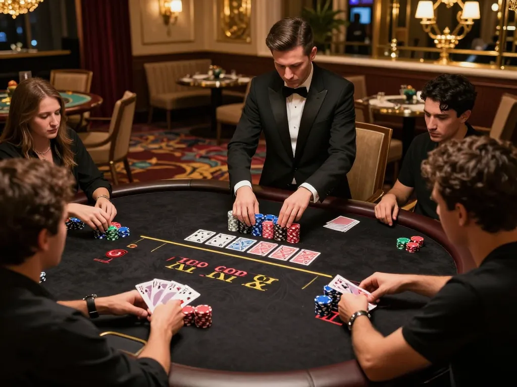 Players engaged in strategic Blackjack gameplay at U888 casino table.