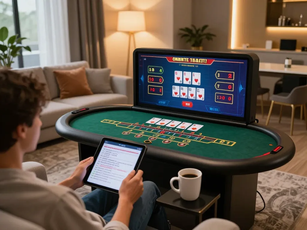 Engaged player enjoying live dealer game at LLWIN's online casino from home