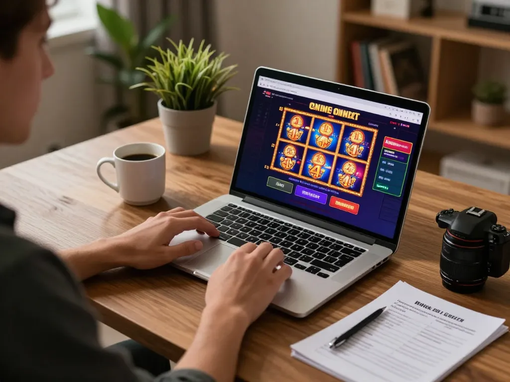 EE88 player engaging in online gaming while managing bankroll in a cozy home environment.