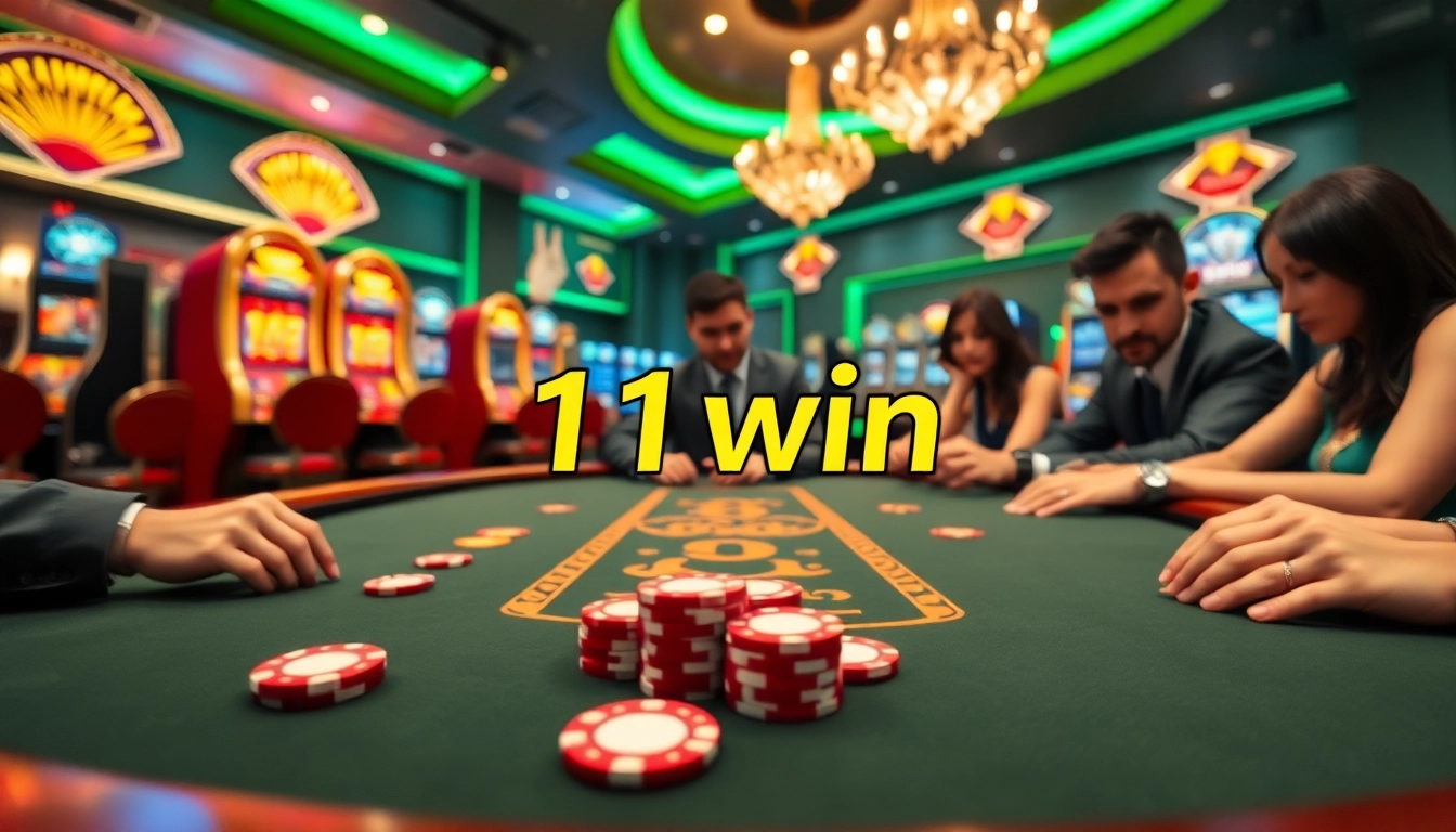 Experience the excitement of online gambling with 11win at a luxurious casino table.