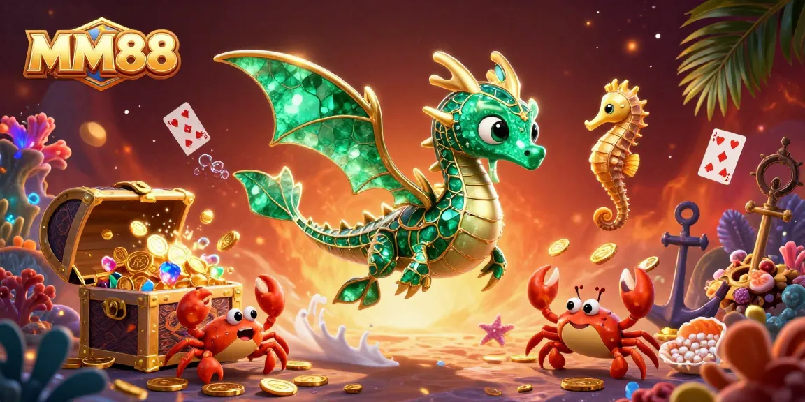 Engage with MM88's thrilling treasures in a vibrant underwater casino scene.