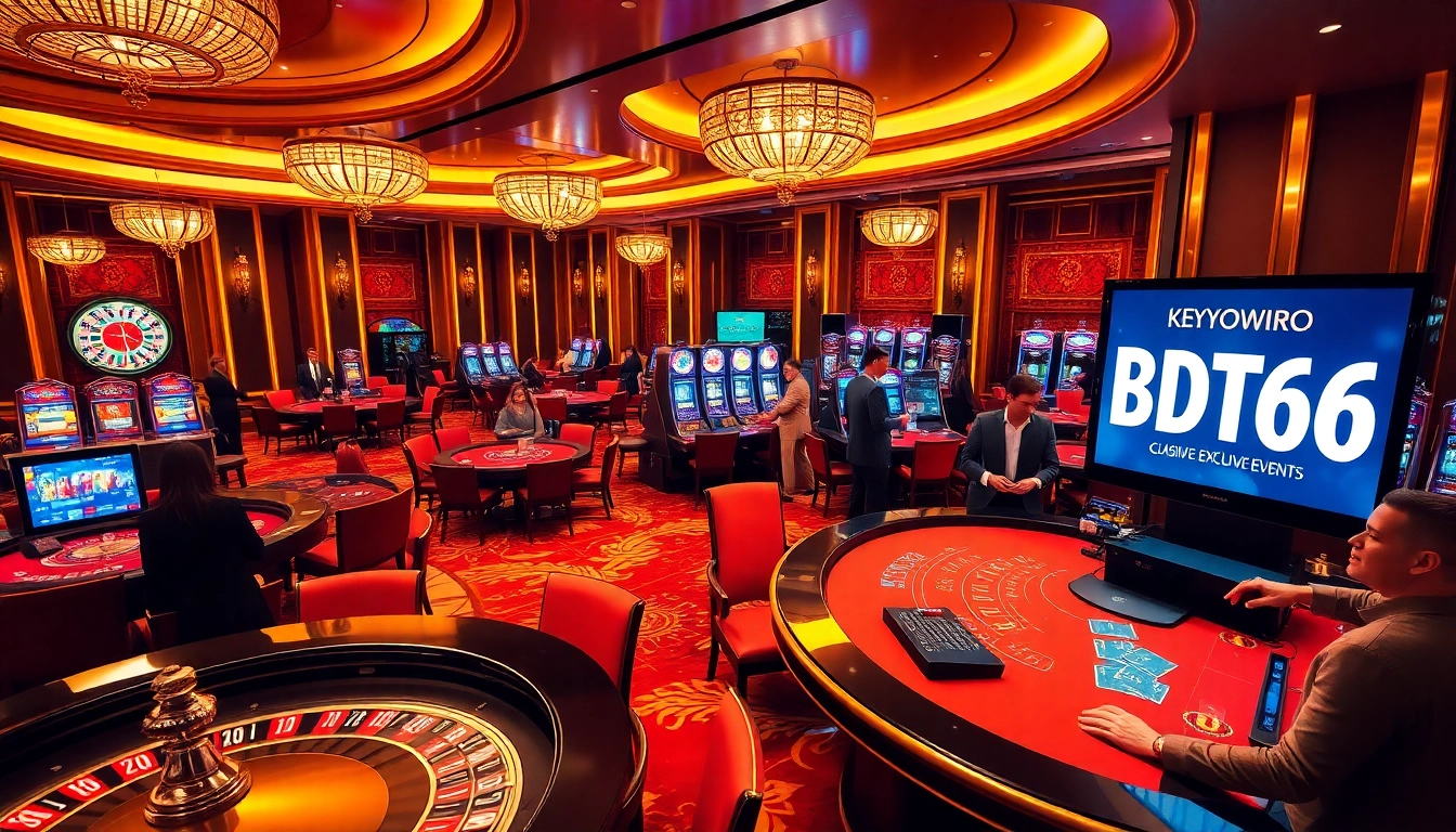 Experience elite gambling excitement at BDTK66's luxurious casino with vibrant gaming tables.