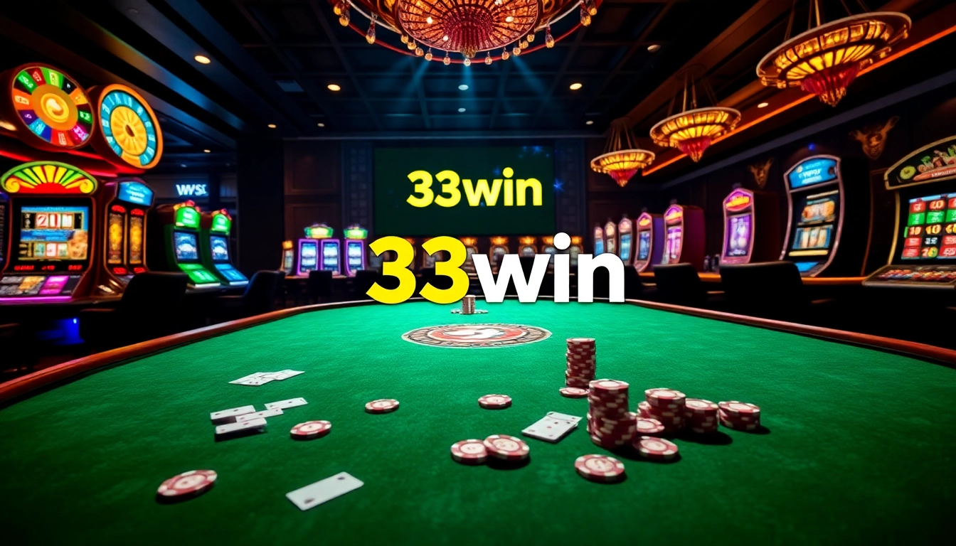 Players enjoy betting at 33win's vibrant online casino with roulette and poker tables.