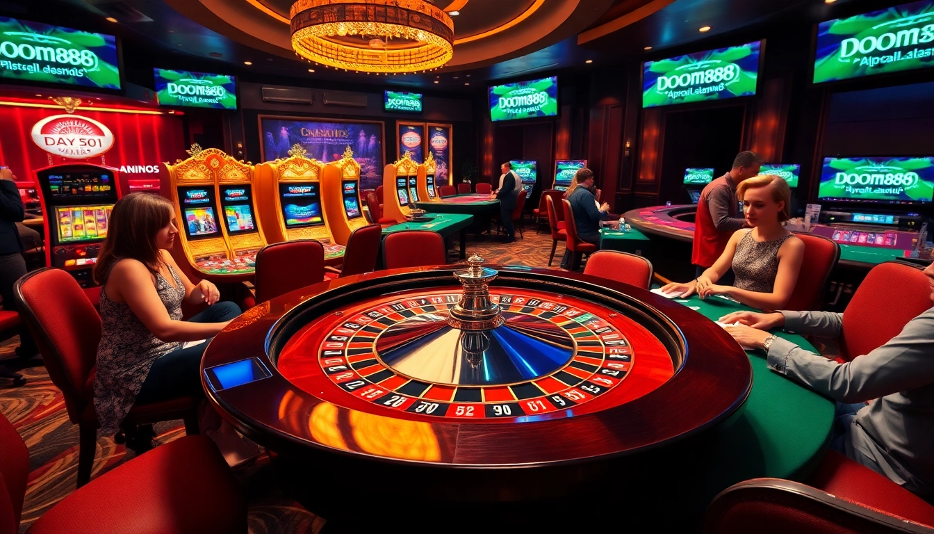 Engage in high-stakes betting at Dom88.us.com with roulette and luxury casino ambiance.