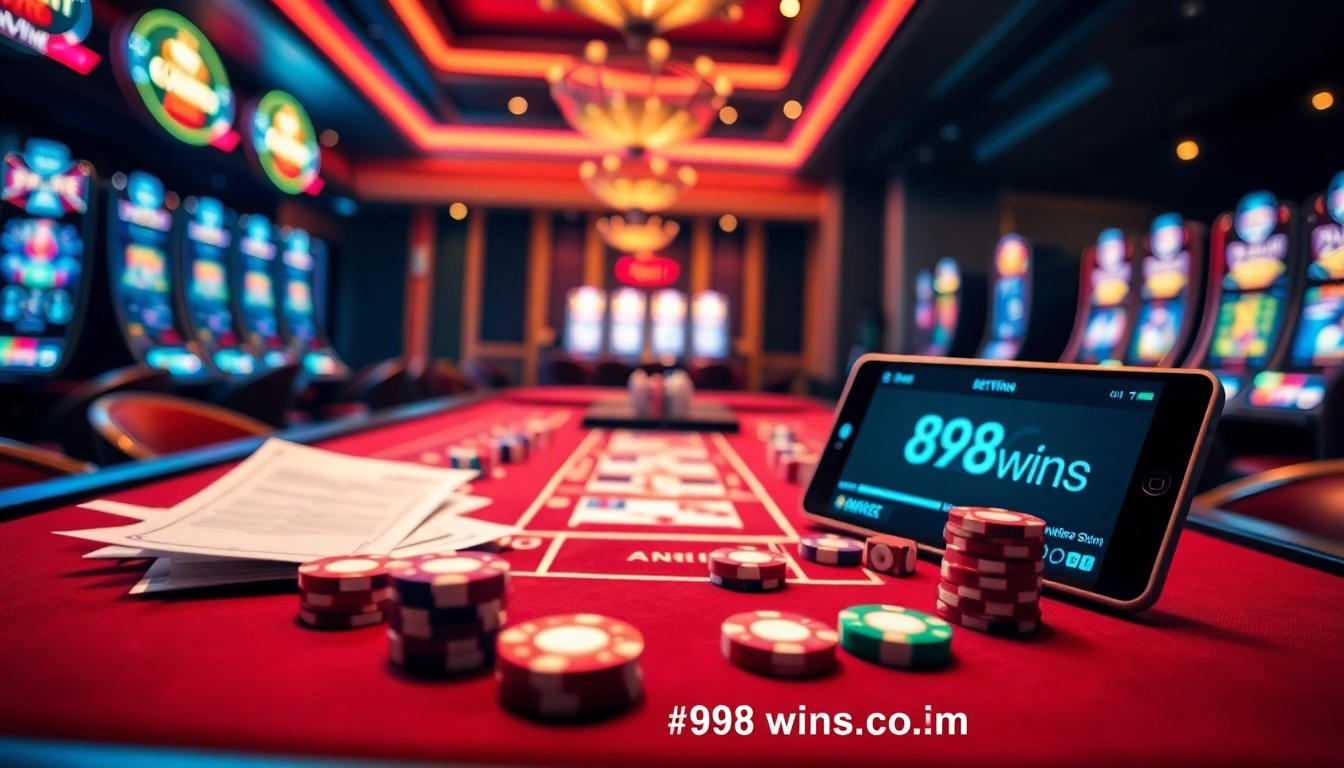 Placing bets at a luxurious casino with poker chips and the platform https://98wins.co.com/ actively displayed.