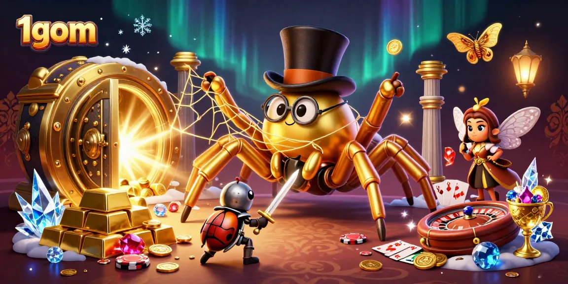 Experience thrilling action at 1gom with a golden tarantula and exciting casino elements.