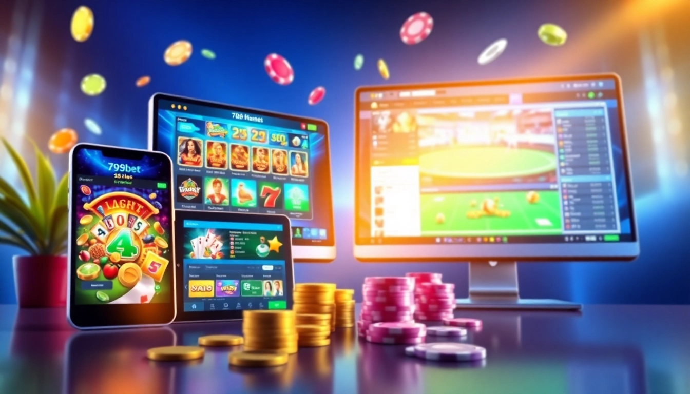 Vibrant illustration of 789bet online betting platform showcasing casino games and user-friendly interface.