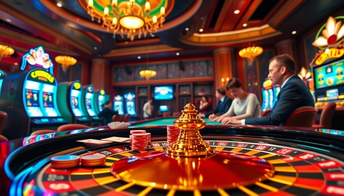 Players enjoying a thrilling experience at https://ok8386.autos/ casino tables filled with vibrant chips and cards.