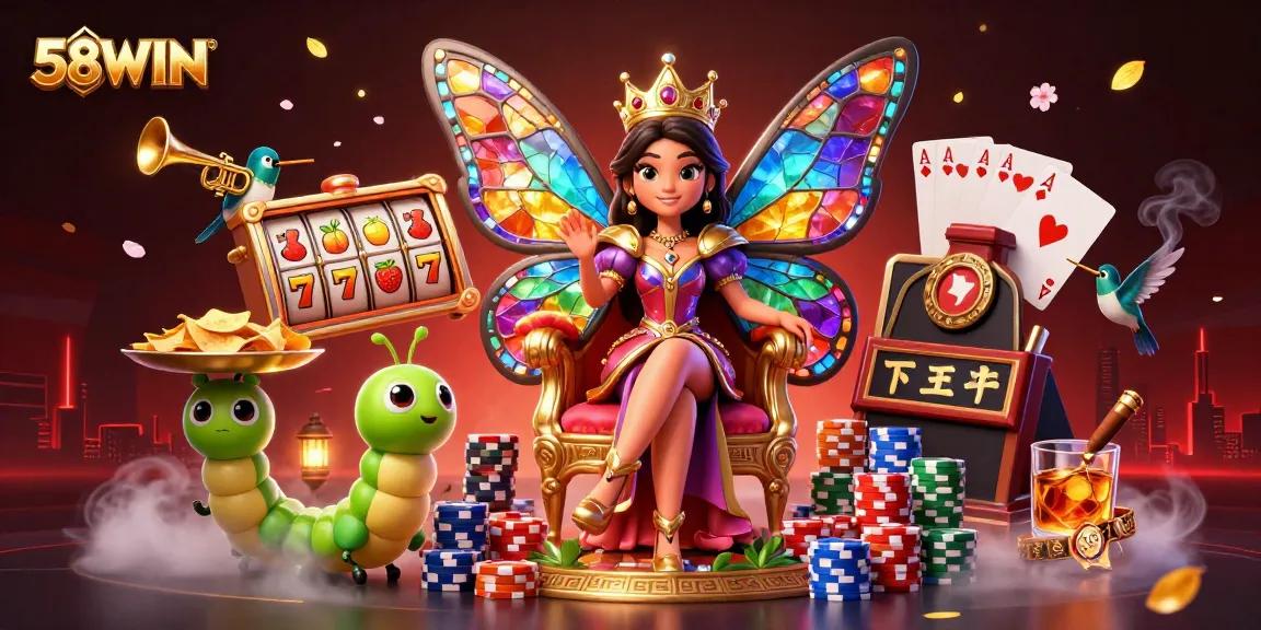 Experience the thrilling gameplay at 58WIN with vibrant slot reels and enchanting characters.