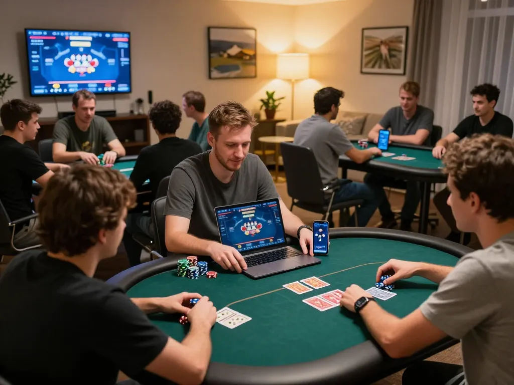 Players enjoying a dynamic online poker game at 33win1, showcasing excitement and strategy.