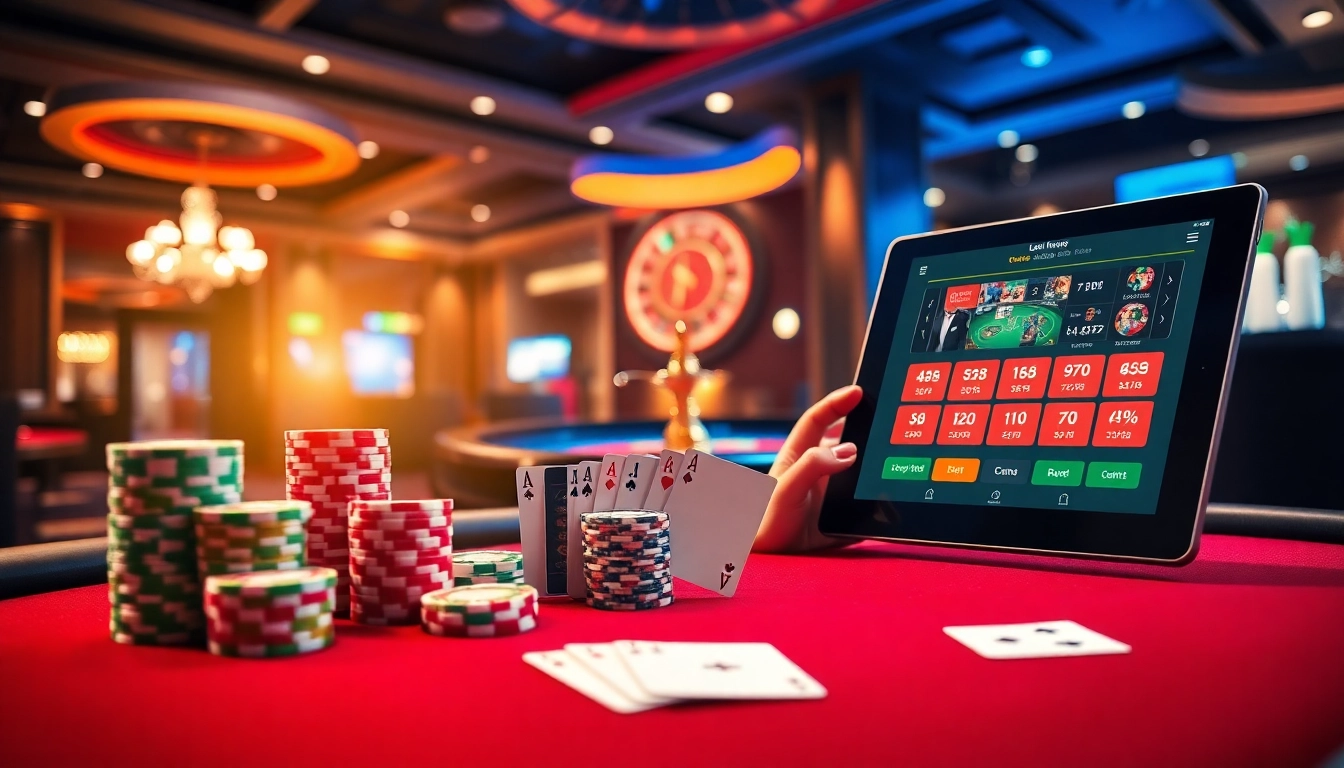 Experience the thrill of U888 with vibrant casino tables, poker chips, and online gaming excitement.