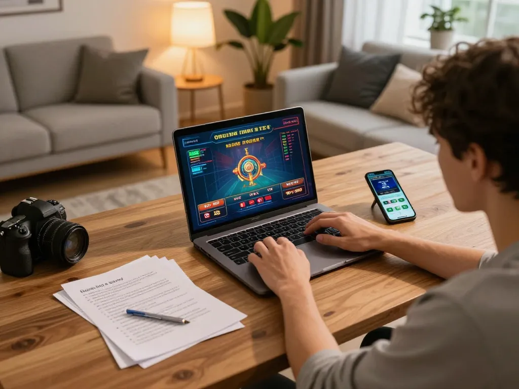 Engaging in strategic online casino gaming at home using llwin for an immersive experience.