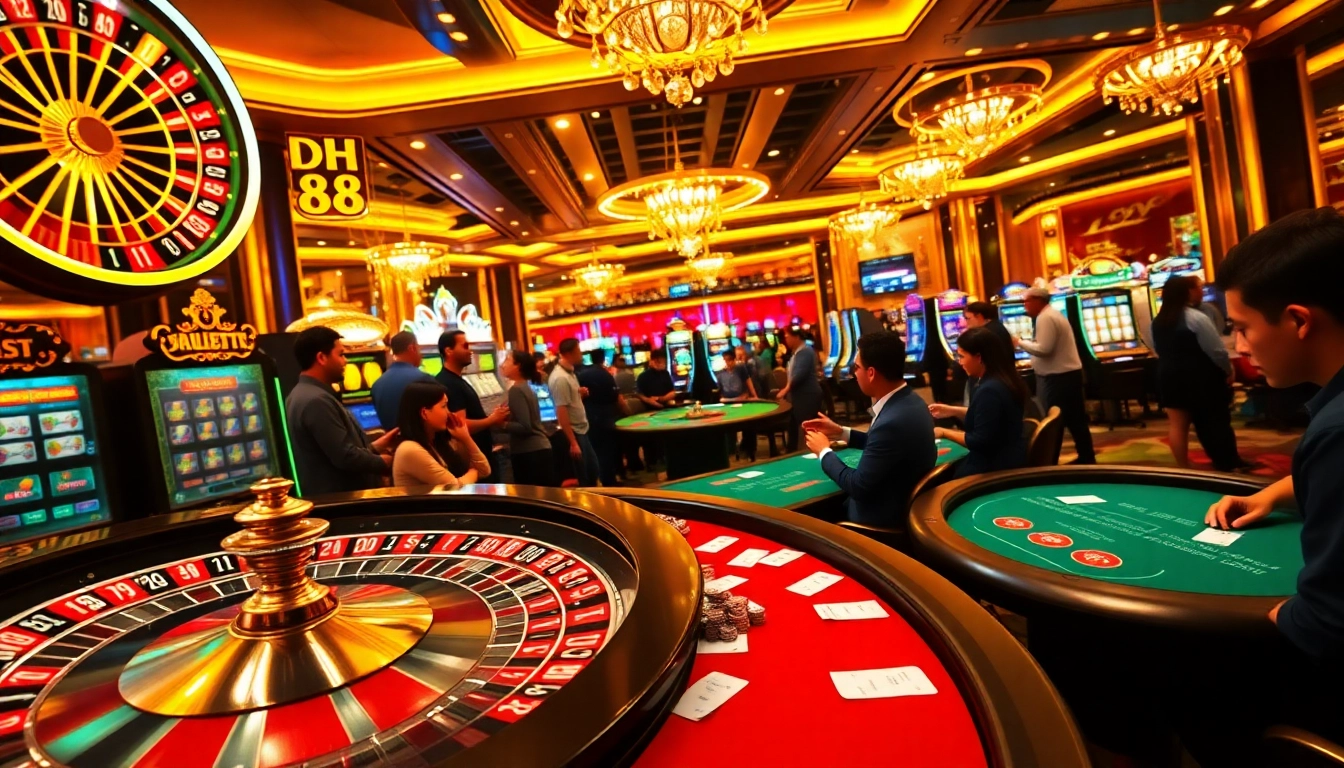 Engage in exciting gaming action at DH 88, featuring vibrant casino tables and thrilling gameplay.