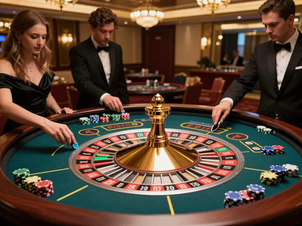 7M roulette action with players placing bets in a luxurious casino atmosphere.