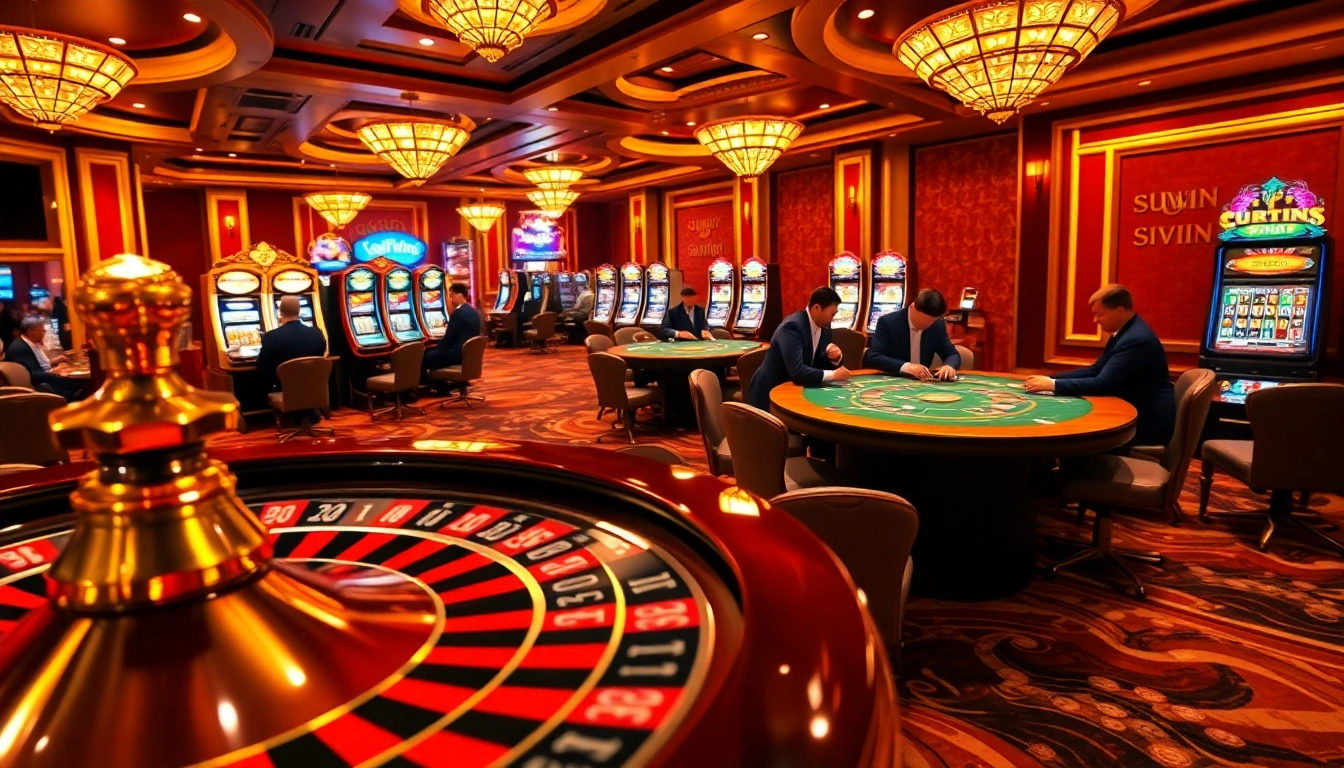 Players enjoying their luck at the casino tables, embodying the excitement of sunwin gaming.