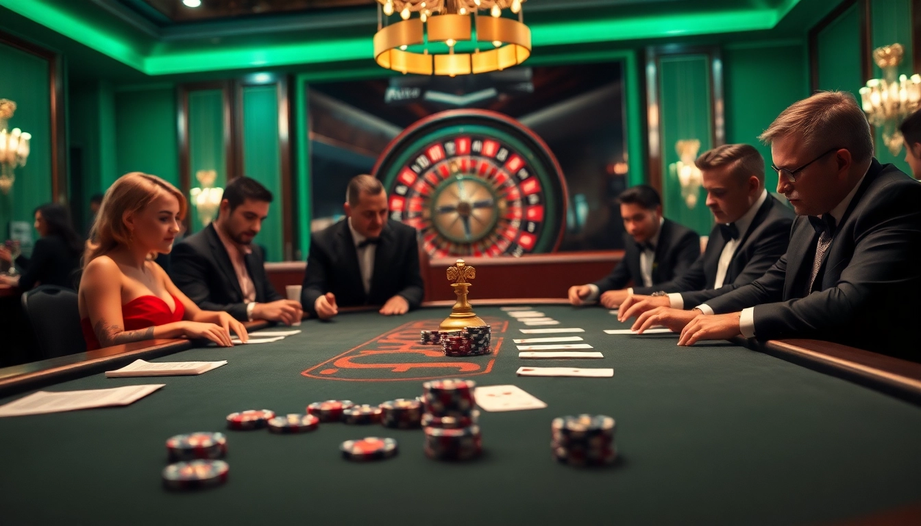 Experience the thrill of ALo789 gambling with poker games and roulette in a luxurious casino setting.